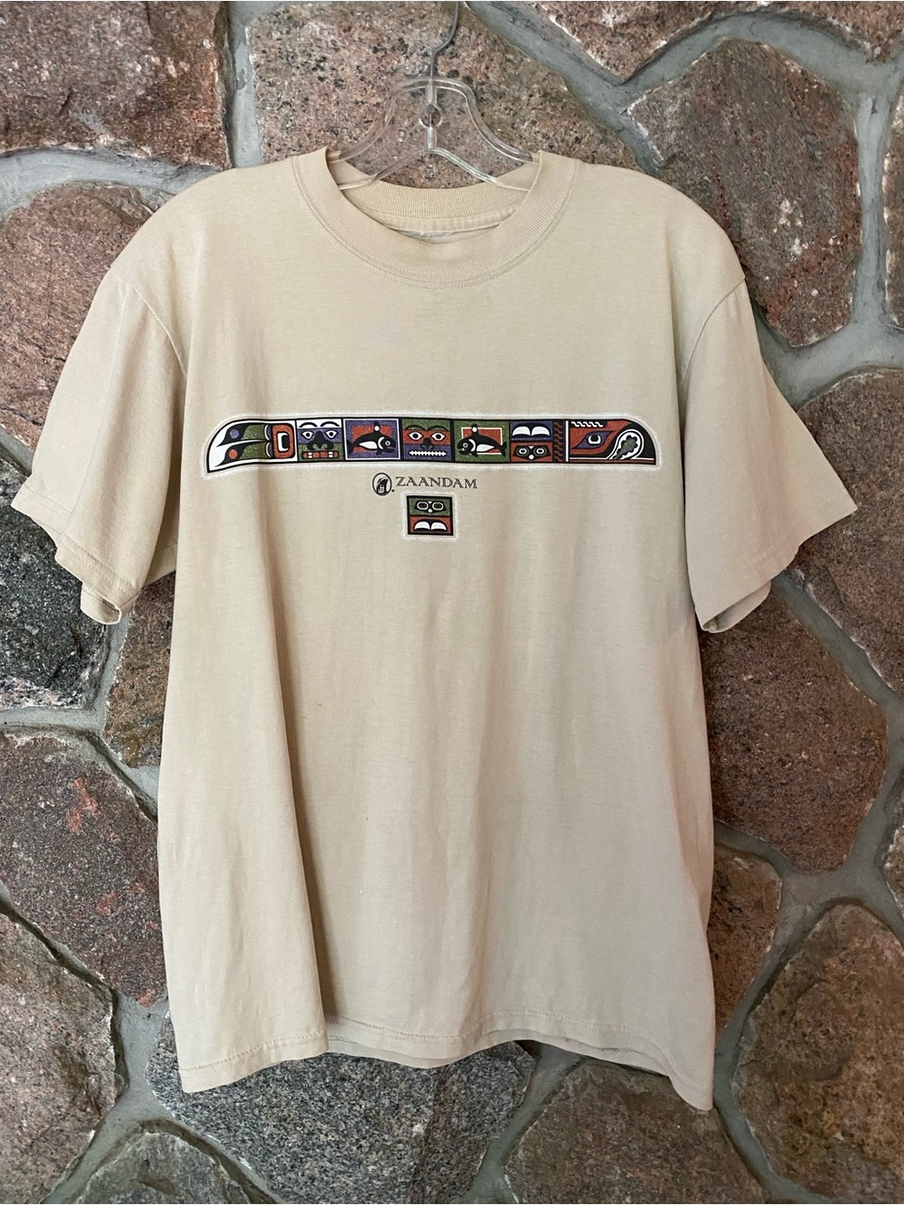 Vintage Y2K Cream Holland America Line Zaandam cruise ship T shirt